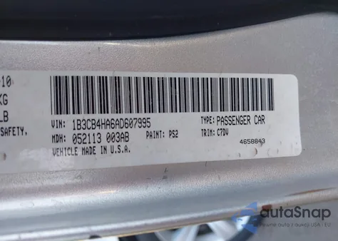 2010 Dodge Caliber Sxt из США, поврежденный, VIN 1B3CB4HA6AD607995